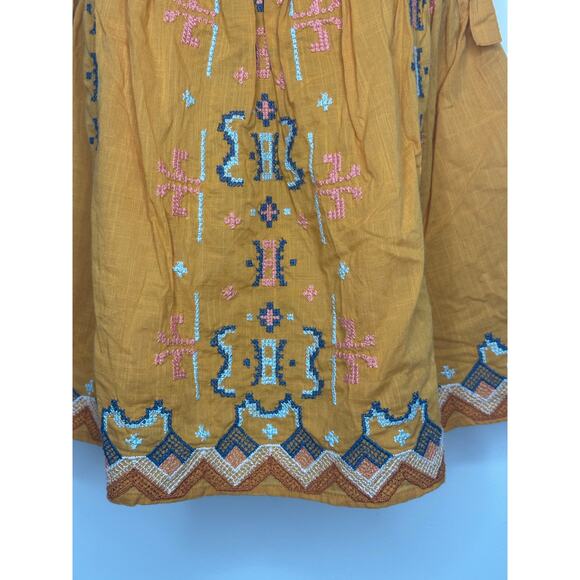 Anthropologie Gold Embroidered Swing Tank bow tie straps boho Size Small - Picture 10 of 11